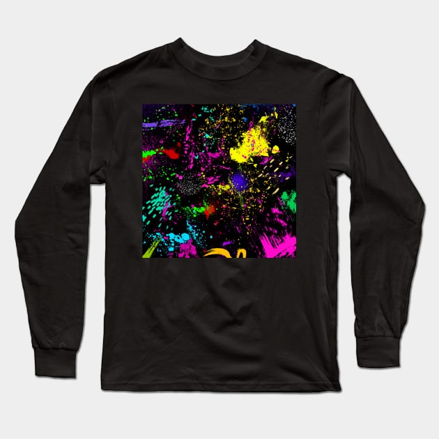 Colorful Paint Splatter Long Sleeve T-Shirt by AmezMemesDesignz